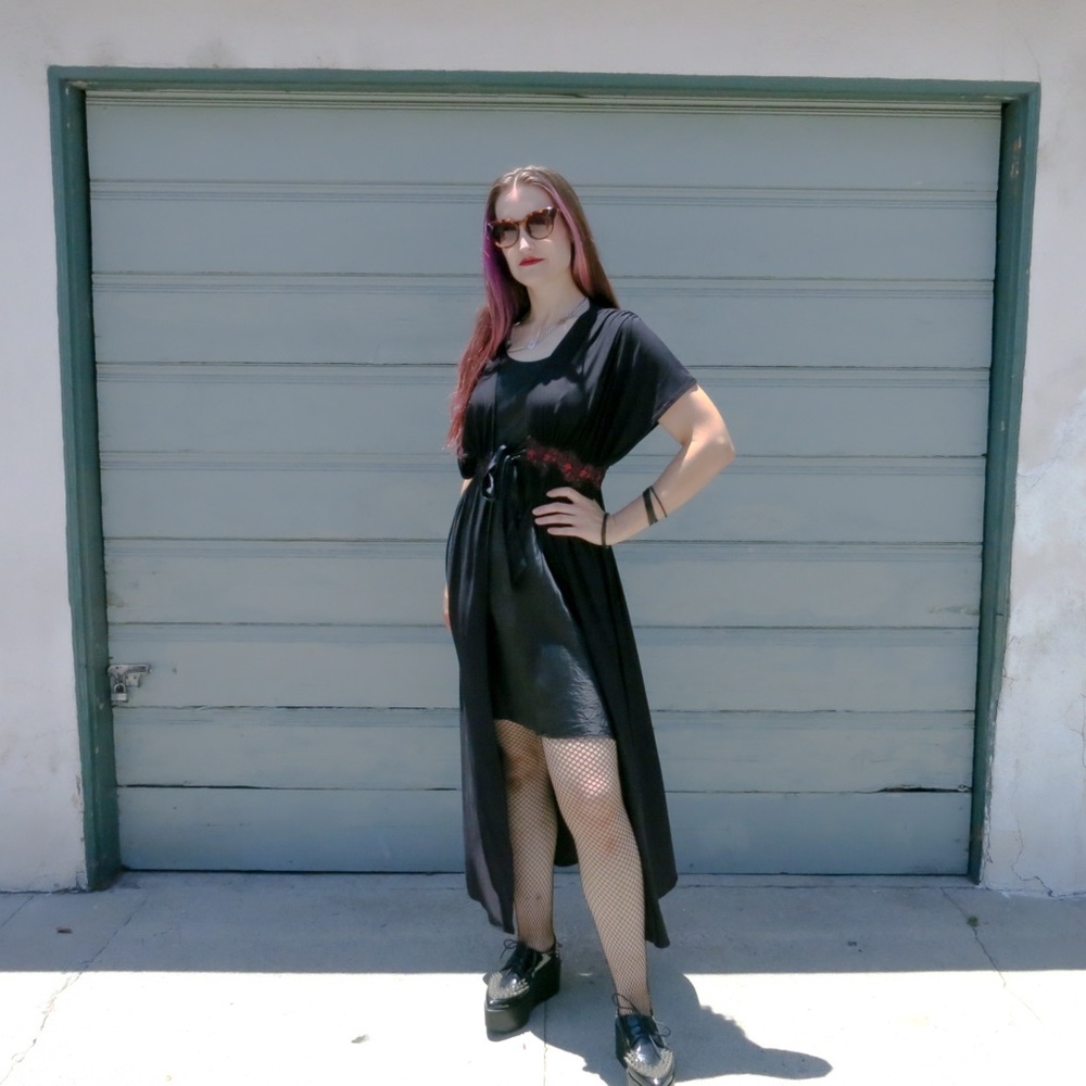Black Flowy Maxi Robe